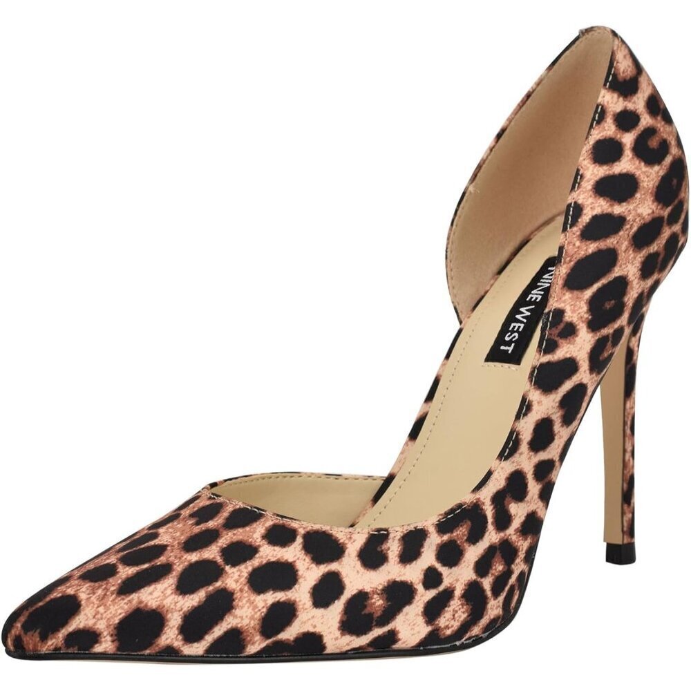 Nine West Womens Leopard Polyurethane Closed Pointed Toe Stiletto Heels Pumps